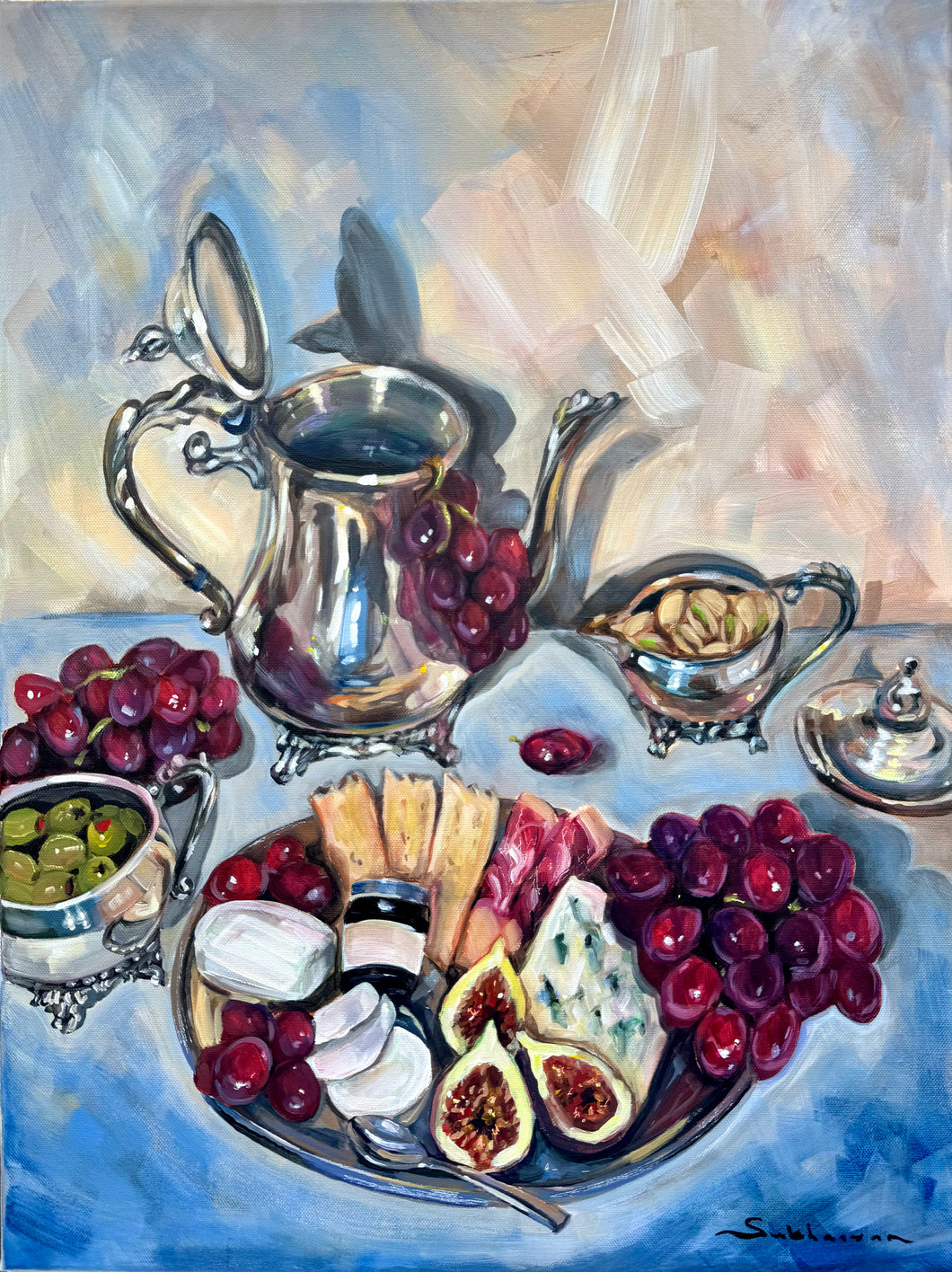 Still Life with Grapes and Silverware