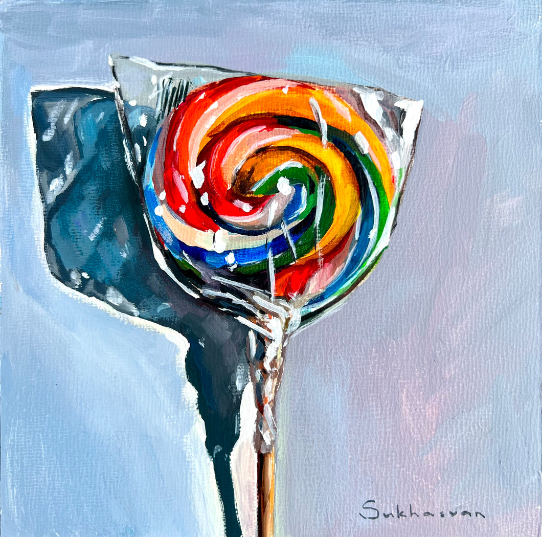 Still Life with Swirl Rainbow Lollypop