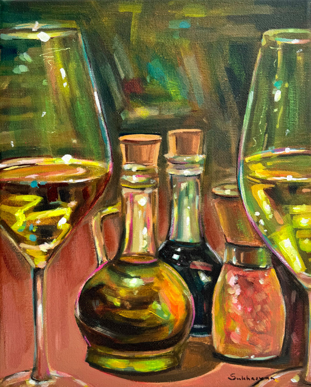 Still Life with White Wine and Olive Oil