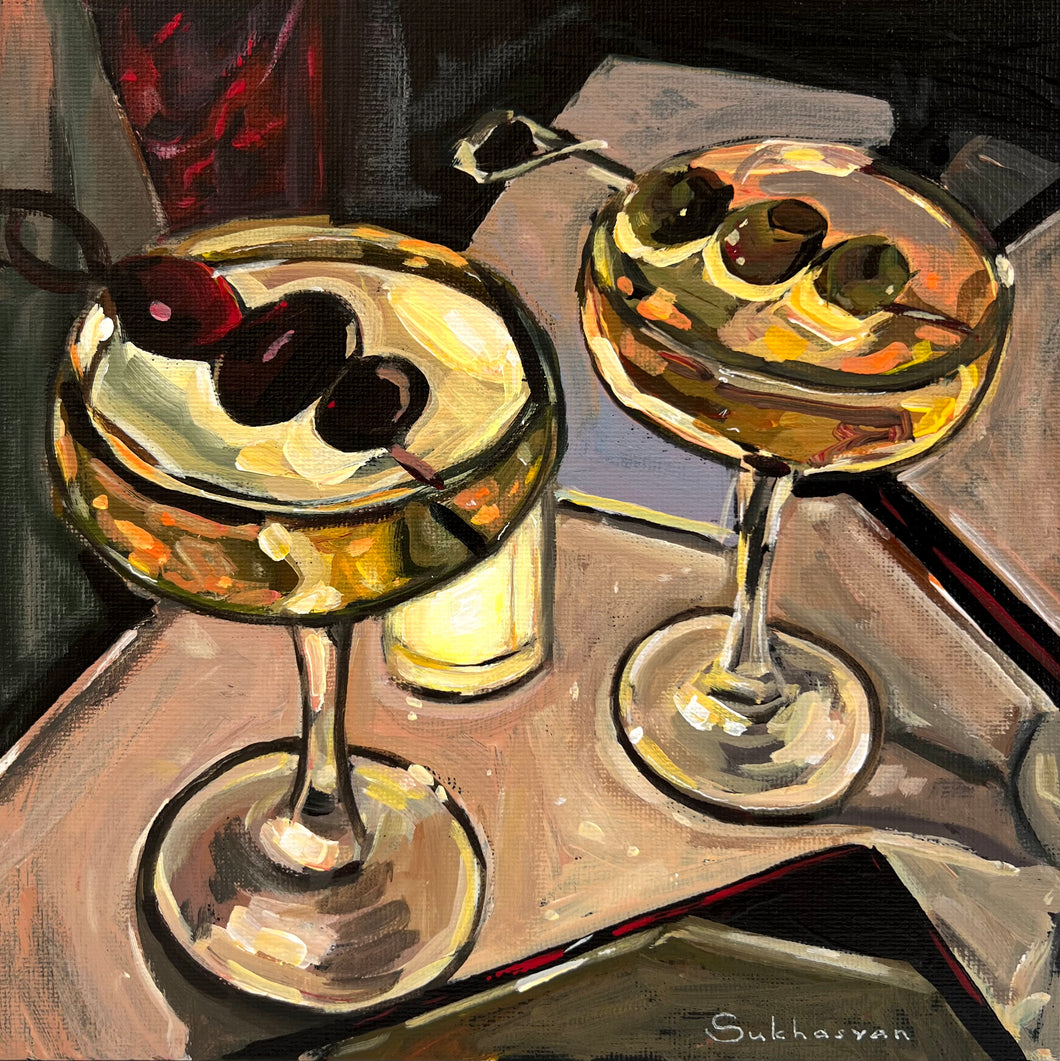 Still Life with Two Cocktails in the Dark
