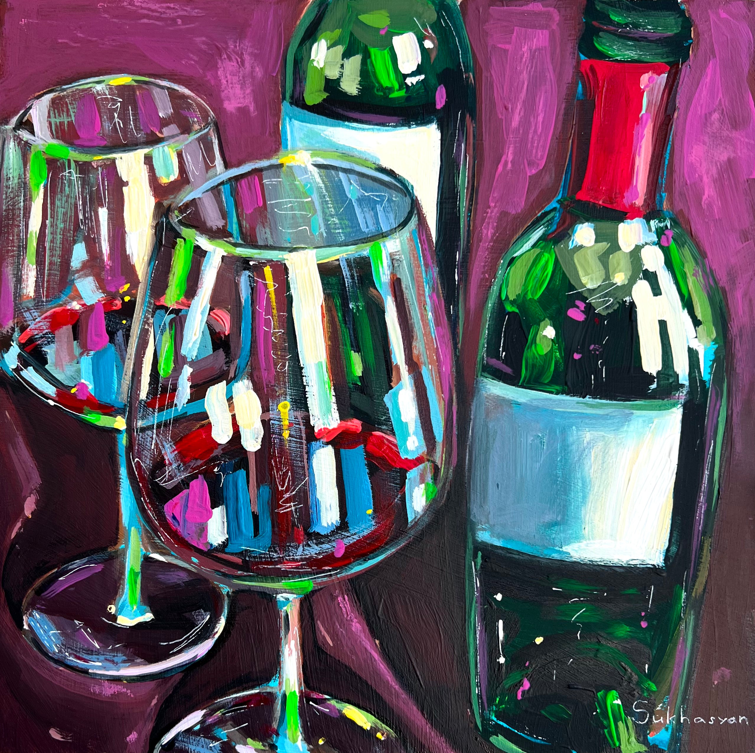 Still Life with Glasses and Wine Bottles – Sukhasyan