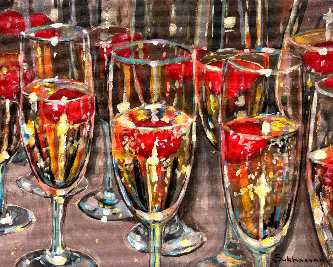 Still Life with the Champagne with Strawberries