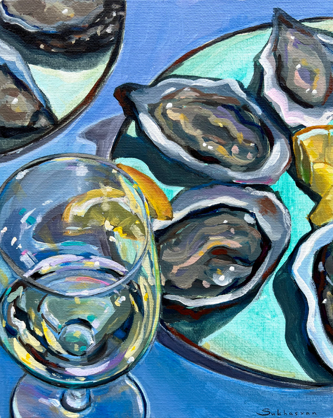 Still Life with Wine, Oysters and Lemons