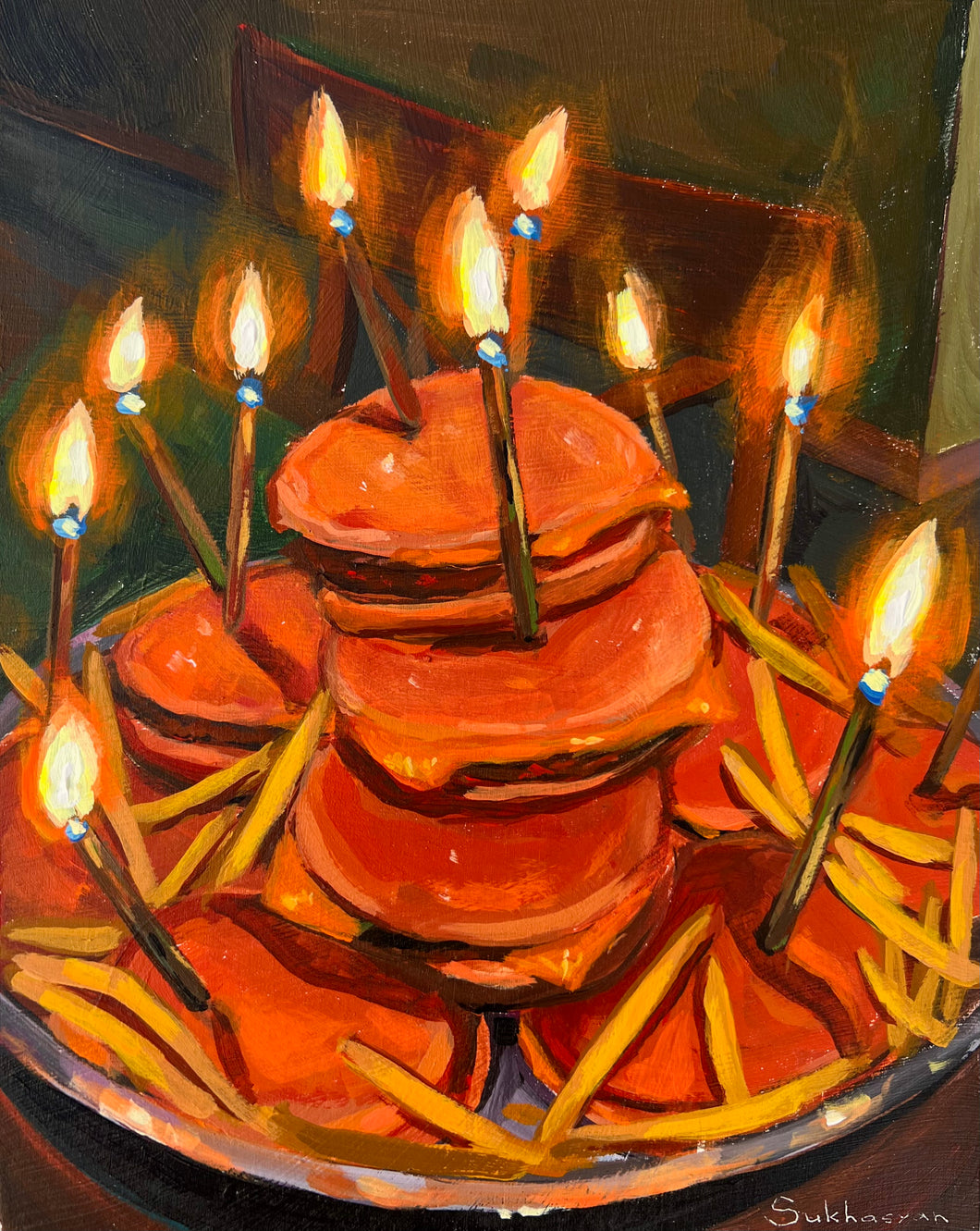 Still Life with Burgers and Birthday Candles