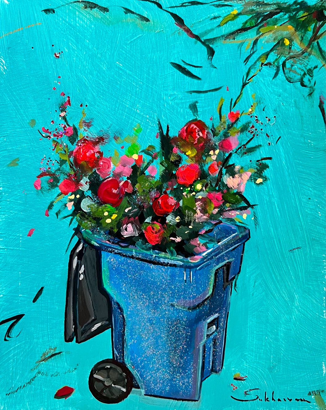 Roses in a Trash Bin
