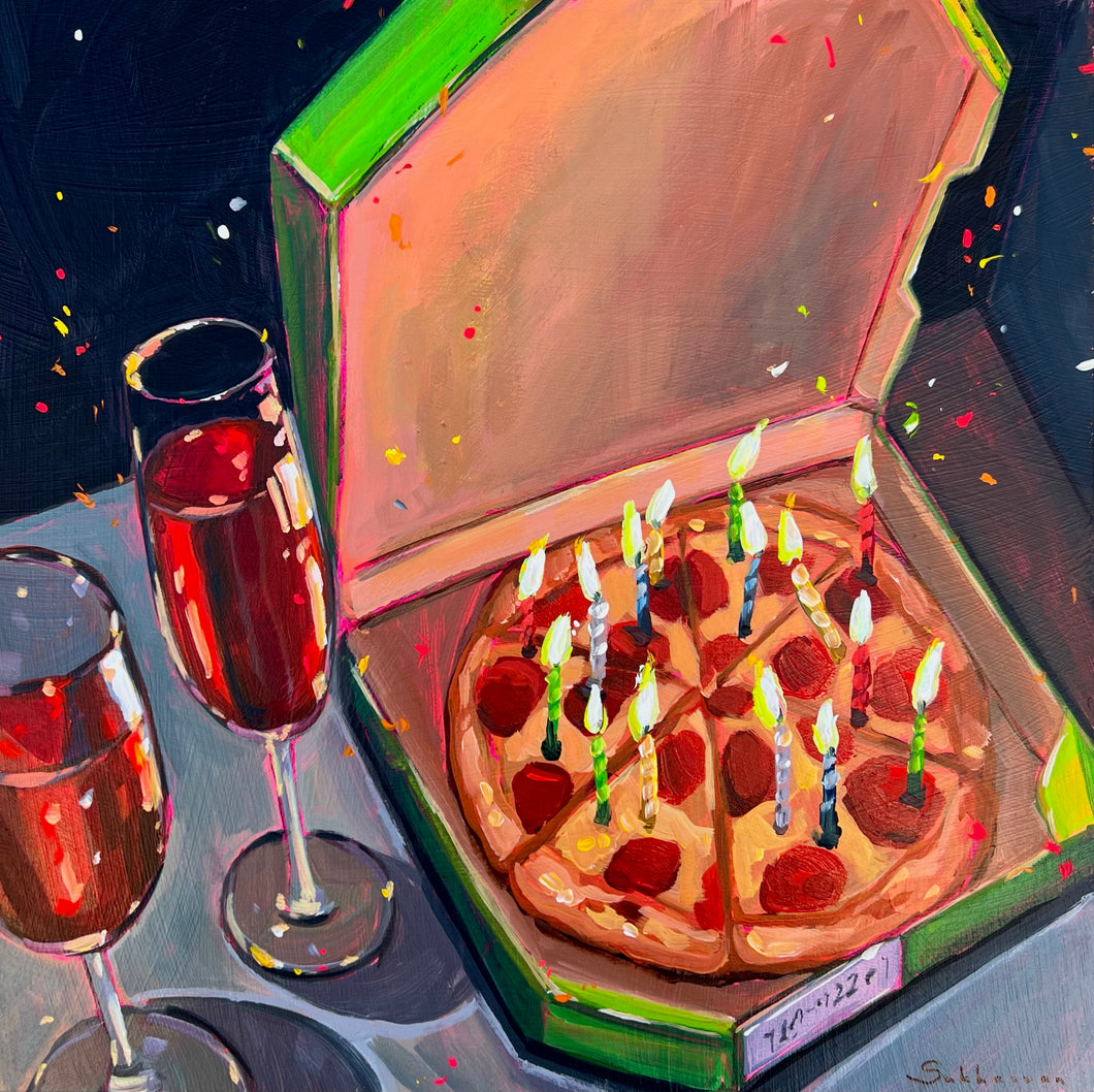 Birthday Pizza and Wine