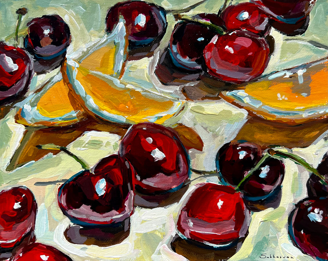 Still Life with Cherries and Lemon Slices