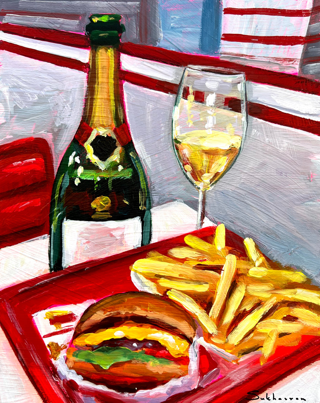 Still Life with in-N-Out and Champagne.