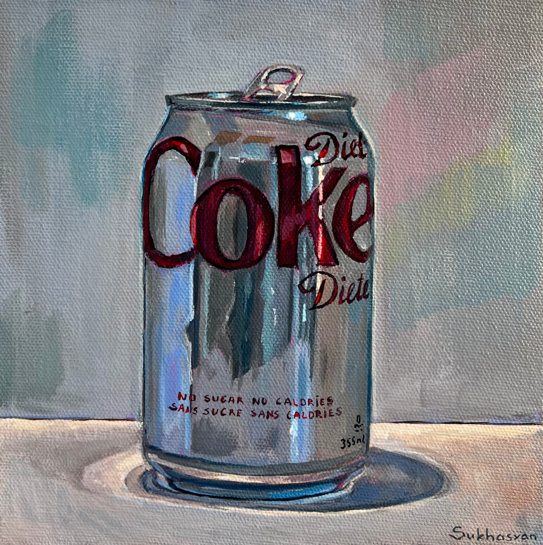 Archival giclée print of the Original acrylic painting on canvas Still Life with Diet Coke by Sukhasyan.